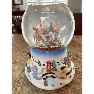 Vintage Partylite Christmas Musical Snow Globe Santa’s Workshop Holiday Decor
